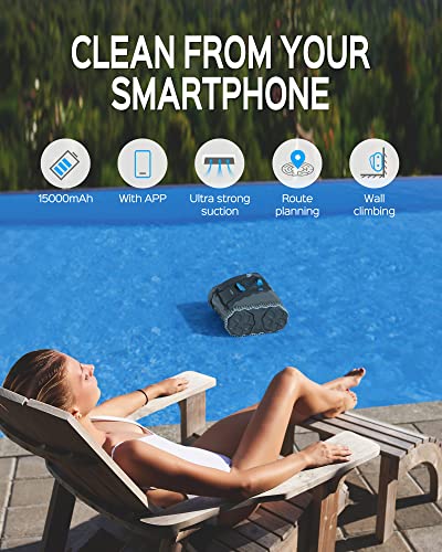 WYBOT Ultimate Cordless Robotic Pool Cleaner with App Setting, Lasts 180Mins